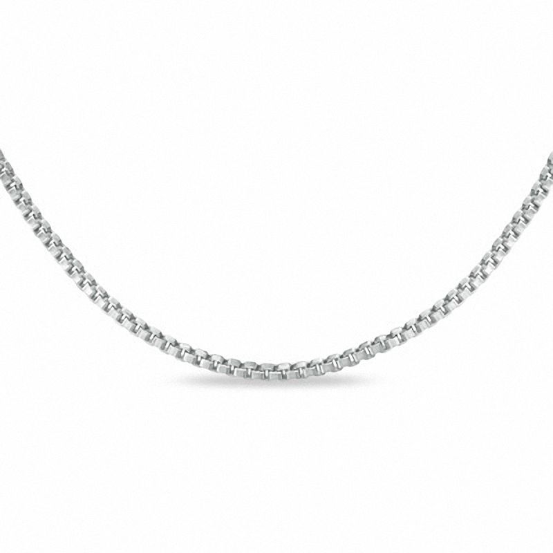 0.8mm Box Chain Necklace in 10K White Gold - 20"