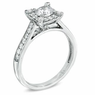 Celebration Canadian Ideal 0.82 CT. TW Diamond Frame Engagement Ring in 14K White Gold