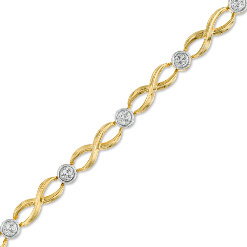 0.13 CT. T.W. Diamond Cluster Infinity Link Bracelet in 10K Gold