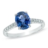 Thumbnail Image 0 of Oval Lab-Created Blue and White Sapphire Ring in 10K White Gold