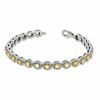 Thumbnail Image 1 of Oval Lab-Created Yellow Sapphire and Diamond Accent Bracelet in Sterling Silver - 7.5"