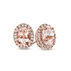 Thumbnail Image 0 of Oval Morganite and 0.14 CT. T.W. Diamond Frame Stud Earrings in 10K Rose Gold