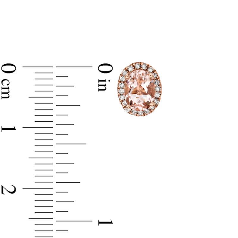Oval Morganite and 0.14 CT. T.W. Diamond Frame Stud Earrings in 10K Rose Gold