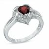 Thumbnail Image 1 of 6.0mm Heart-Shaped Garnet and Diamond Accent Ring in Sterling Silver