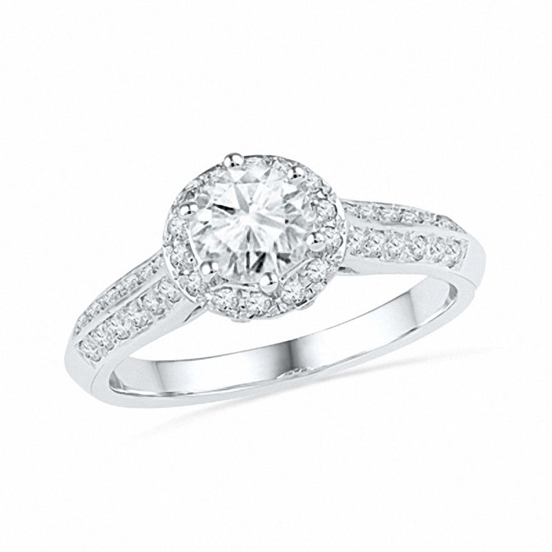 1.50 CT. T.W. Diamond Frame Double Row Engagement Ring in 14K White Gold