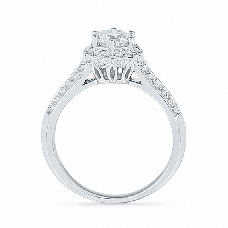 1.50 CT. T.W. Diamond Frame Double Row Engagement Ring in 14K White Gold