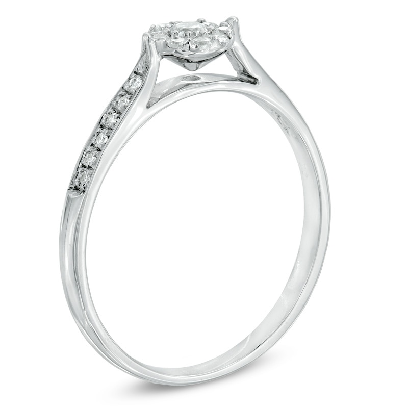 0.20 CT. T.W. Diamond Frame Promise Ring in 10K White Gold