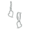 Thumbnail Image 0 of 0.25 CT. T.W. Diamond Heart Dangle Hoop Earrings in Sterling Silver