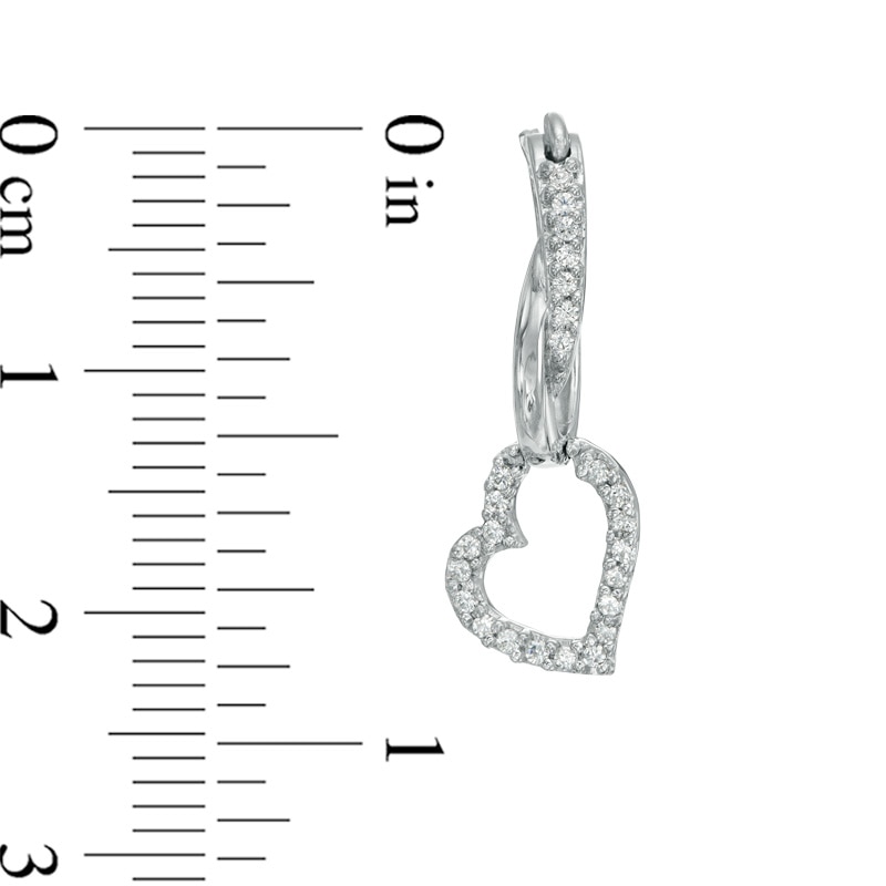 0.25 CT. T.W. Diamond Heart Dangle Hoop Earrings in Sterling Silver