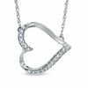 Thumbnail Image 0 of 0.10 CT. T.W. Diamond Sideways Heart Necklace in Sterling Silver