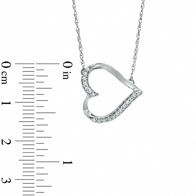 0.10 CT. T.W. Diamond Sideways Heart Necklace in Sterling Silver