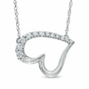 Thumbnail Image 0 of 0.23 CT. T.W. Diamond Sideways Tilted Heart Necklace in Sterling Silver