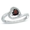 Thumbnail Image 0 of 5.0mm Sideways Heart-Shaped Garnet and Diamond Accent Ring in Sterling Silver
