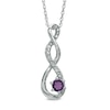 Thumbnail Image 0 of 5.5mm Amethyst and Diamond Accent Twist Pendant in Sterling Silver