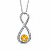 Thumbnail Image 0 of 5.5mm Citrine and Diamond Accent Infinity Pendant in Sterling Silver