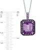 Thumbnail Image 1 of Rectangular Amethyst and Lab-Created Pink Sapphire Pendant in Sterling Silver