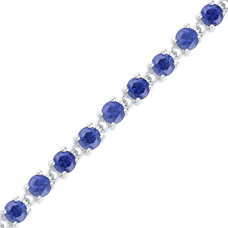 Lab-Created Blue Sapphire Tennis Bracelet in Sterling Silver - 7.25"