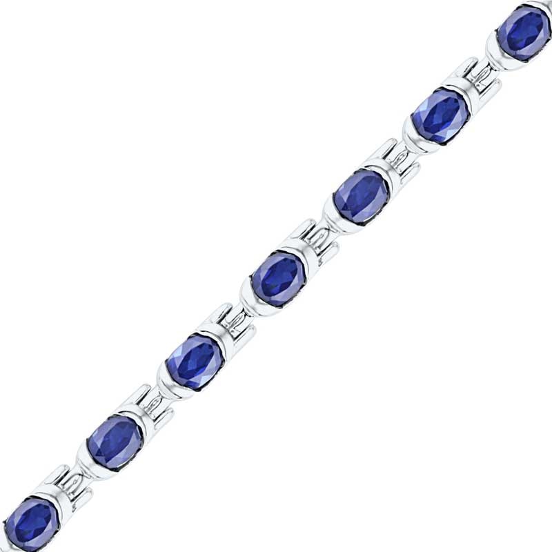 Oval Lab-Created Blue Sapphire Bracelet in Sterling Silver - 7.5"
