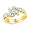 Thumbnail Image 0 of 0.50 CT. T.W. Marquise Diamond Three Stone Slant Bridal Set in 10K Gold