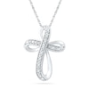 Thumbnail Image 0 of 0.05 CT. T.W. Diamond Looping Cross Pendant in Sterling Silver