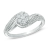 Thumbnail Image 0 of 0.33 CT. T.W. Diamond Cluster Swirl Engagement Ring in 10K White Gold