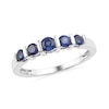 Thumbnail Image 0 of Blue Lab-Created Sapphire Five Stone Anniversary Band in Sterling Silver