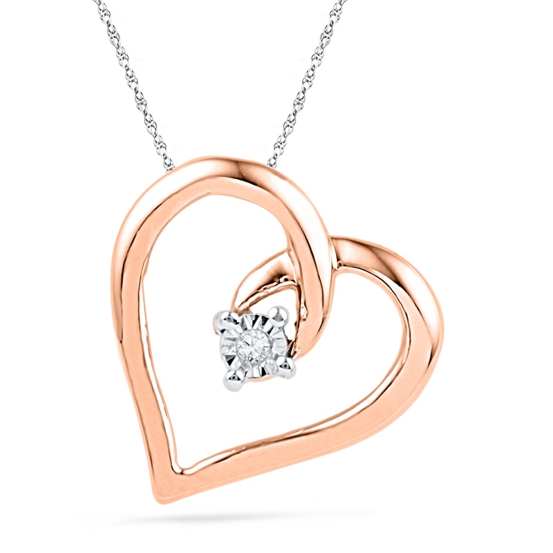 Diamond Accent Looping Heart Pendant in 10K Rose Gold