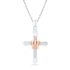 Thumbnail Image 0 of Diamond Accent Cross with Crown Pendant in Sterling Silver and 10K Rose Gold