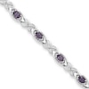 Thumbnail Image 0 of Oval Amethyst and Diamond Accent "X" Link Bracelet in Sterling Silver - 7.5"
