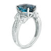 Thumbnail Image 1 of Oval London Blue Topaz and Lab-Created White Sapphire Ring in Sterling Silver