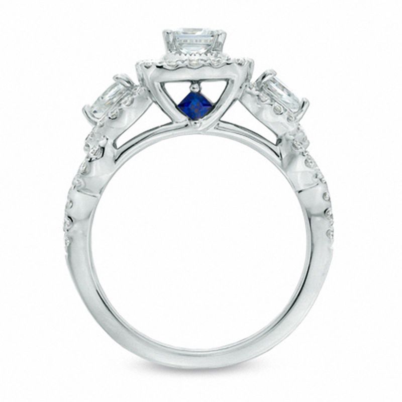 Vera Wang Love Collection 1.45 CT. T.W. Princess-Cut Diamond Three Stone Engagement Ring in 14K White Gold