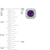 Thumbnail Image 1 of 5.0mm Cushion-Cut Amethyst and Lab-Created White Sapphire Frame Stud Earrings in Sterling Silver