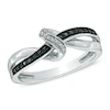 Thumbnail Image 0 of 0.04 CT. T.W. Enhanced Black and White Diamond Abstract Infinity Knot Ring in Sterling Silver