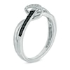 Thumbnail Image 1 of 0.04 CT. T.W. Enhanced Black and White Diamond Abstract Infinity Knot Ring in Sterling Silver