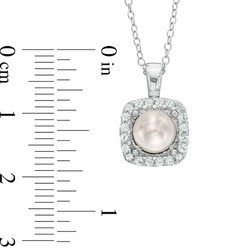 6.5 - 7.0mm Cultured Freshwater Pearl and Lab-Created White Sapphire Frame Pendant in Sterling Silver