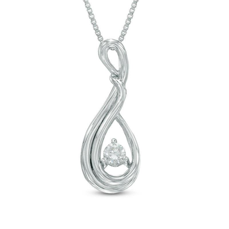 0.10 CT. Certified Canadian Diamond Abstract Teardrop Pendant in Sterling Silver (I/I2)