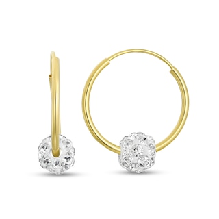 Crystal Bead Endless Hoop Earrings in 14K Gold|Peoples Jewellers
