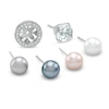 Thumbnail Image 0 of 6.5mm Lab-Created White Sapphire and Cultured Freshwater Pearl Earrings and Jacket Set in Sterling Silver