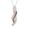 Thumbnail Image 0 of 0.33 CT. T.W. Champagne and White Diamond Wave Overlay Pendant in 10K Two-Tone Gold