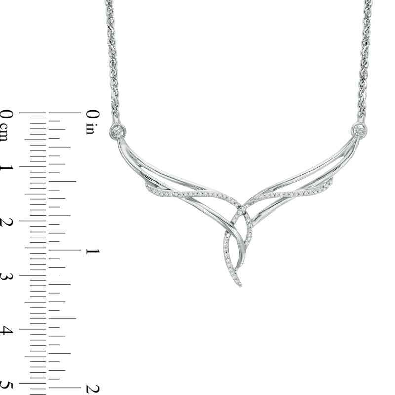 0.15 CT. T.W. Diamond Chevron Flames Necklace in Sterling Silver - 16"