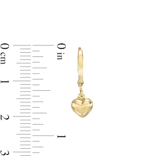 Small Puffed Heart Drop Earrings in 10K Gold|Peoples Jewellers