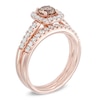 Thumbnail Image 1 of 1.25 CT. T.W. Champagne and White Diamond Frame Bridal Set in 14K Rose Gold