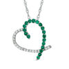 Thumbnail Image 0 of Lab-Created Emerald and White Sapphire Heart Pendant in Sterling Silver