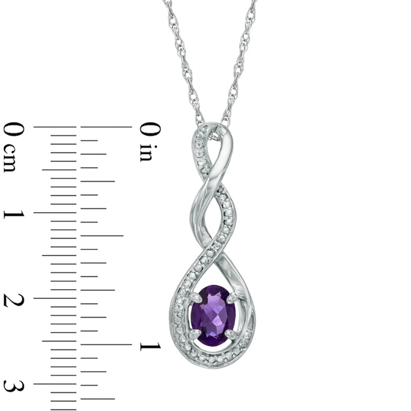 Oval Amethyst and Diamond Accent Infinity Twist Pendant in Sterling Silver