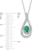 Thumbnail Image 1 of Oval Lab-Created Emerald and Diamond Accent Loop Pendant in Sterling Silver