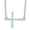 Thumbnail Image 0 of Aquamarine Sideways Cross Necklace in Sterling Silver