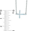 Thumbnail Image 1 of Aquamarine Sideways Cross Necklace in Sterling Silver