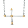 Thumbnail Image 0 of Citrine Sideways Cross Necklace in Sterling Silver