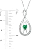 Thumbnail Image 1 of 5.0mm Heart-Shaped Lab-Created Emerald and Diamond Accent "MOM" Infinity Pendant in Sterling Silver