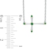 Thumbnail Image 1 of Lab-Created Emerald Sideways Cross Necklace in Sterling Silver
